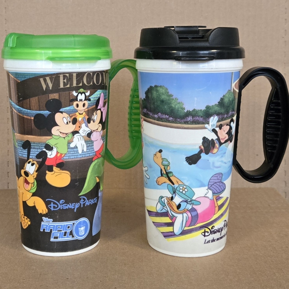 Set of 2 Disney Parks Rapid Refill Cups Mickey,Minnie,Donald,Daisy,Goofy,& Pluto
